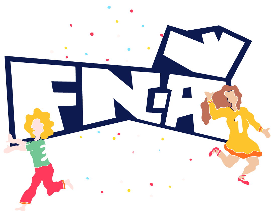 FNA: 30ª Fiesta Nacional de la Avicultura junto a dos niños y confetti de fondo